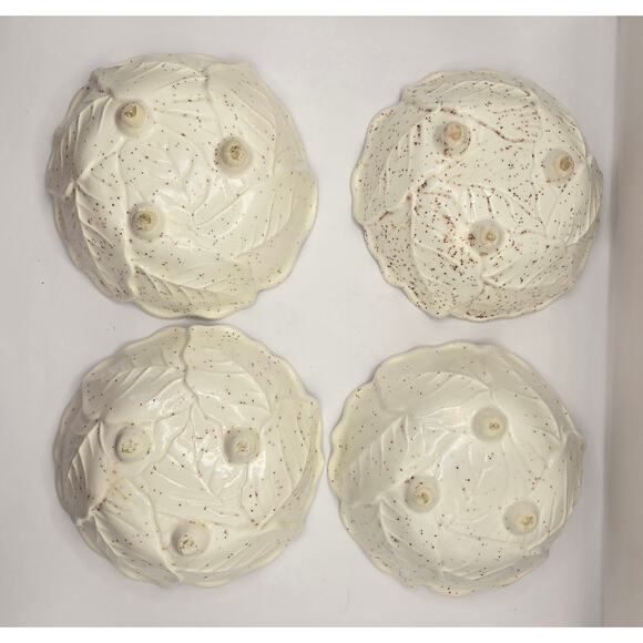 Vintage Melamine Cabbage Leaf Footed Bowls – Set of 4 - Picture 2 of 3